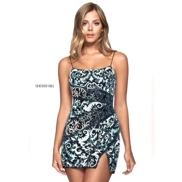 white christmas dresses Sherri Hill Beaded Cocktail Dress 56554